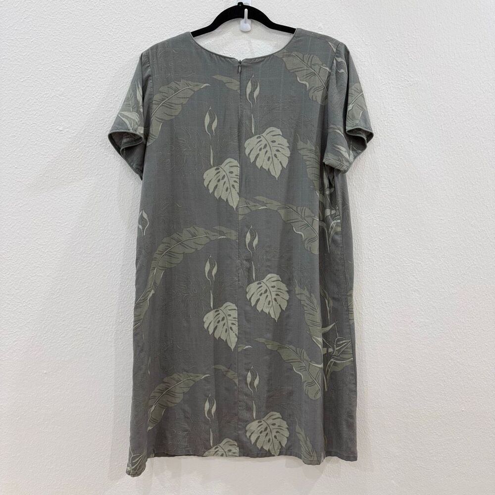Hawaiian Reserve Collection Women's Size Large Gray 100% Silk Short Sleeve Dress - Picture 4 of 8